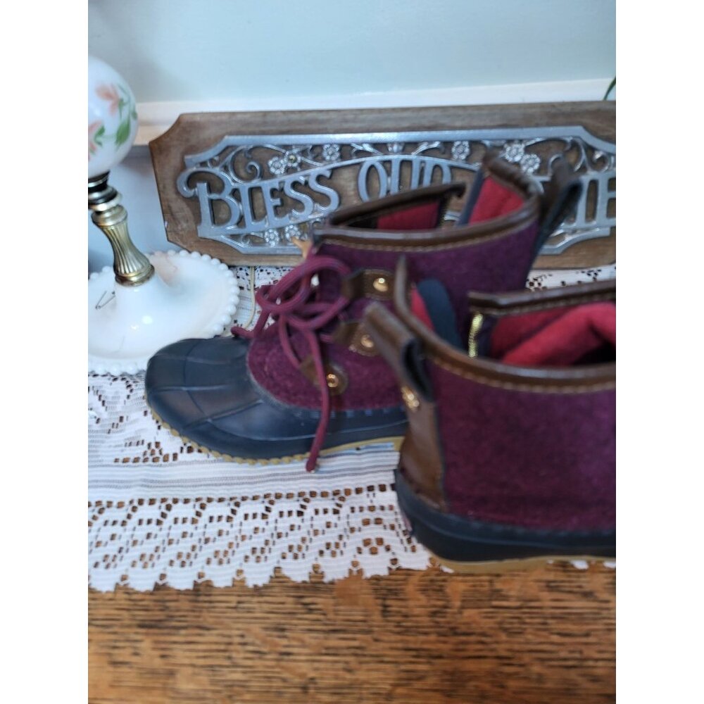 Tommy Hilfiger Women's Waterproof Ankle  Duck Boots 6 Lace Up Zip Gorpcore Rain - Picture 2 of 10